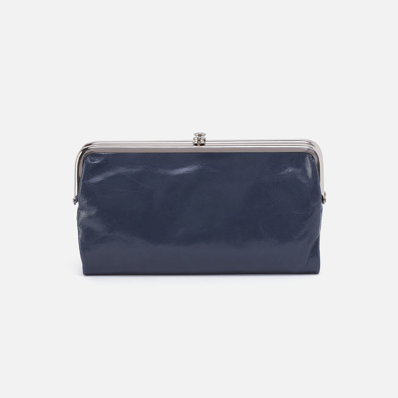 Hobo LAUREN CLUTCH WALLET FALL 24 Blue Stone Polished Leather