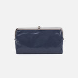 Hobo LAUREN CLUTCH WALLET Blue Stone Polished Leather