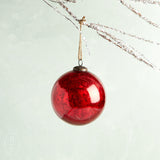 A and B Floral IRIDESCENT SHIMMER GLASS ORNAMENT Red Ball 6