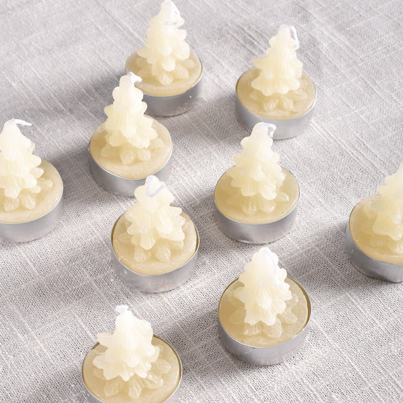 Creative Co-op UNSCENTED TREE SHAPED TEALIGHTS SET OF 9 Eggnog