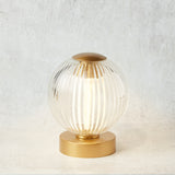 Creative Co-op PLEATED GLASS METAL TOUCH SENSOR LAMP Antique Brass