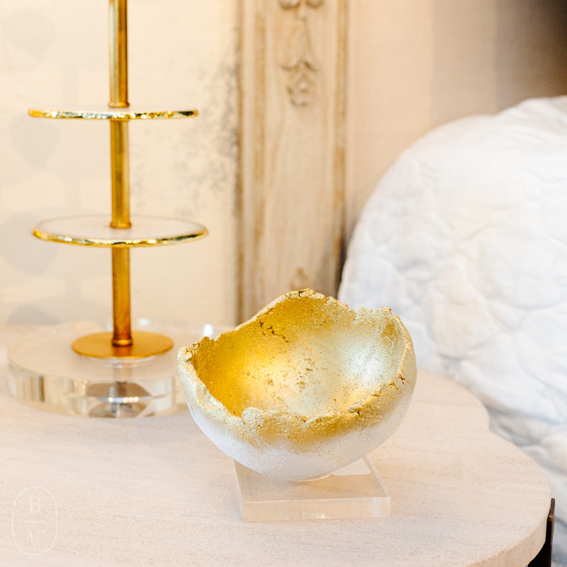 Pedestal ceramic & resin seashell vase /pottery /gold color / Home  decorative