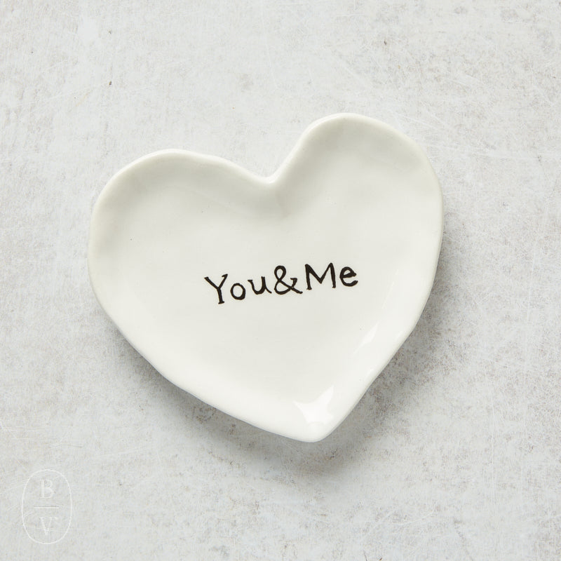 Creative Co-op YOU AND ME CERAMIC HEART DISH