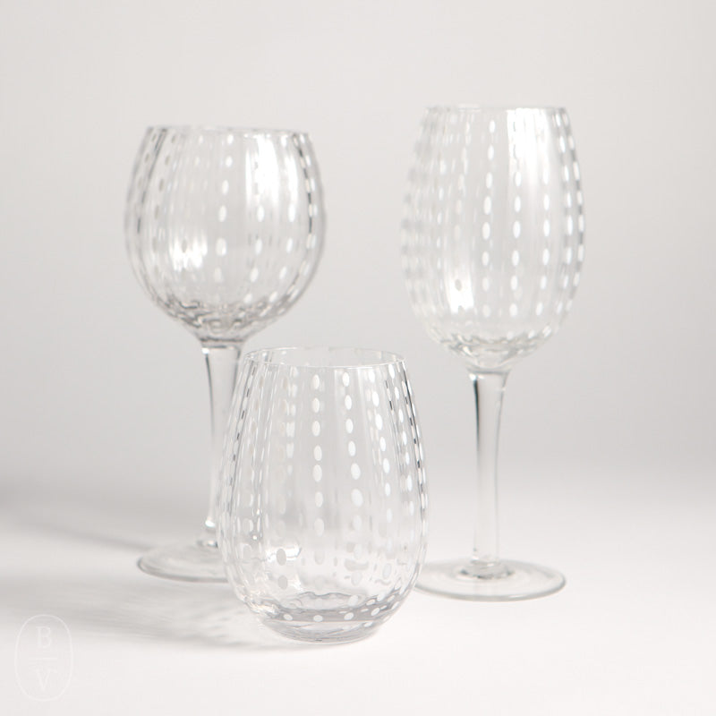 Zodax WHITE DOTS WINE GOBLET GLASS