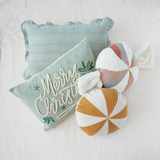Creative Co-op GREEN STRIPED LUMBAR PILLOW WITH RUFFLE