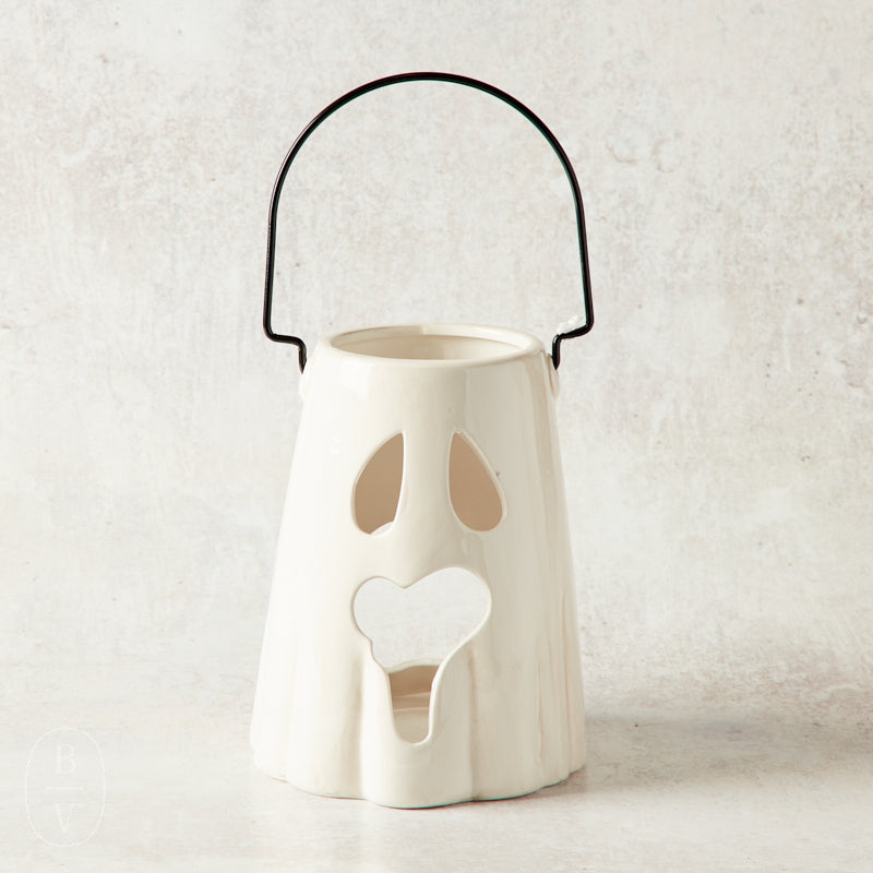 Creative Co-op CERAMIC GHOST LANTERN White Scream