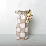 Dixie Pottery GOLD LUSTER RIM SAK VASE 3 FLOWERS 2 LEAVES