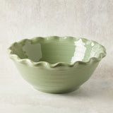 Creative Co-op STONEWARE SCALLOP EDGE BOWL Green 10