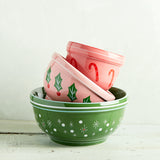 Creative Co-op STONEWARE HOLIDAY NESTING BOWL SET