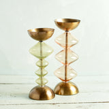 Bloomingville RECYCLED GLASS AND METAL PILLAR HOLDER