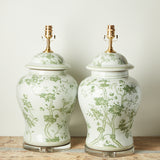 The Han House GREEN WHITE GENERALS JAR LAMP NO SHADE