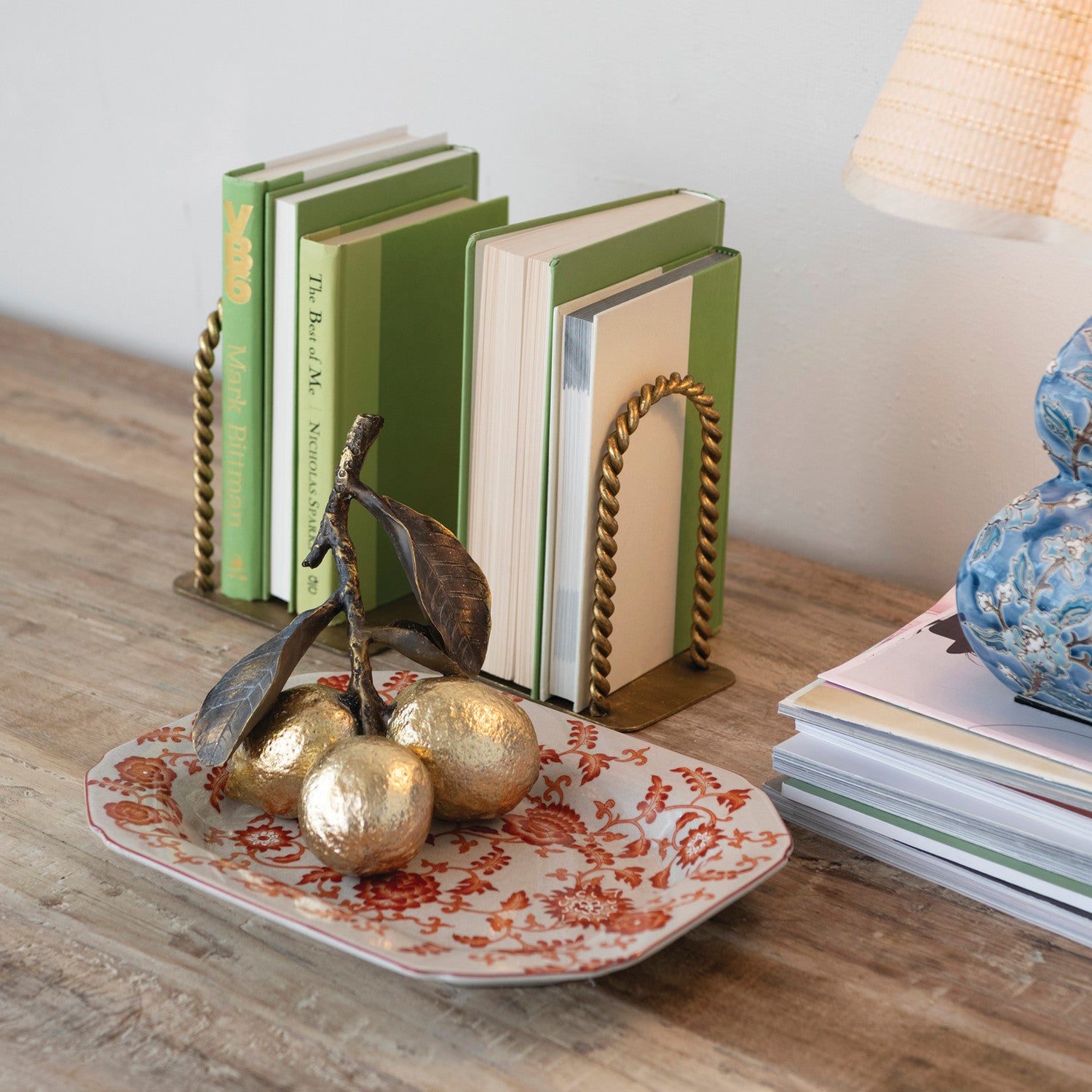 Creative Co-op CRACKLE GLAZE BOTANICALS OBLONG STONEWARE TRAY