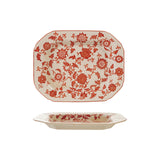 Creative Co-op CRACKLE GLAZE BOTANICALS OBLONG STONEWARE TRAY Orange and White