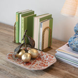Creative Co-op CRACKLE GLAZE BOTANICALS OBLONG STONEWARE TRAY