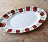 Etta B Pottery GAMEDAY LONG OVAL DISH Crimson