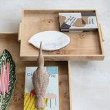 Creative Co-op BURL WOOD VENEER TRAY WITH HANDLES