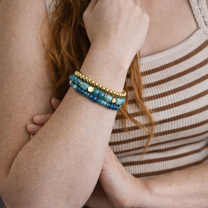 Golden Stella THREE ROW BEAD BRACELET Turquoise