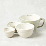 Creative Co-op STONEWARE BATTER BOWL SHAPED MEASURING CUPS SET Grey