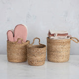 Creative Co-op BRAIDED JUTE NESTING BASKET WITH HANDLE