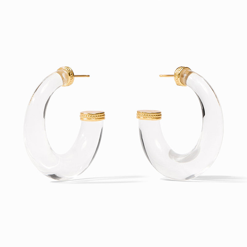 Julie Vos MADISON STATEMENT HOOP EARRINGS Clear Acrylic Large