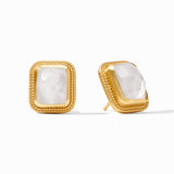 Julie Vos CHEVAL STONE STUD EARRINGS Iridescent Clear Crystal