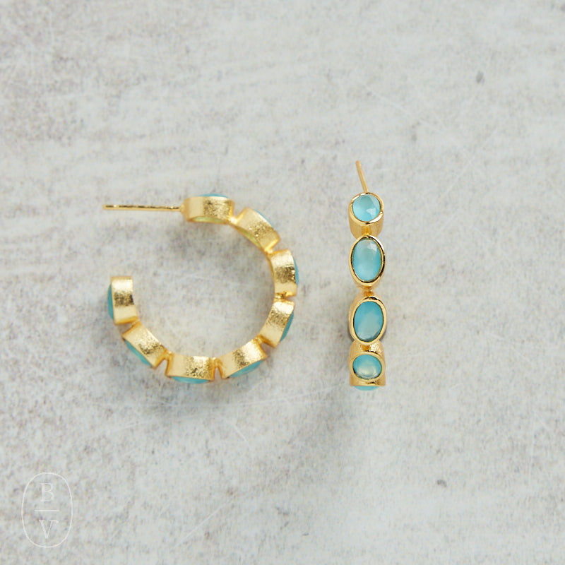 CV Designs AQUA STONE HOOP EARRINGS - CV8A