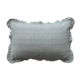 Creative Co-op GREEN STRIPED LUMBAR PILLOW WITH RUFFLE