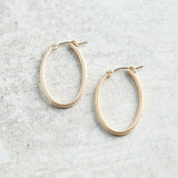 eNewton Design OVAL GOLD HOOP EARRINGS Textured 1