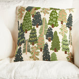 Creative Co-op SQUARE COTTON SLUB EMBROIDERED TREE PILLOW 20