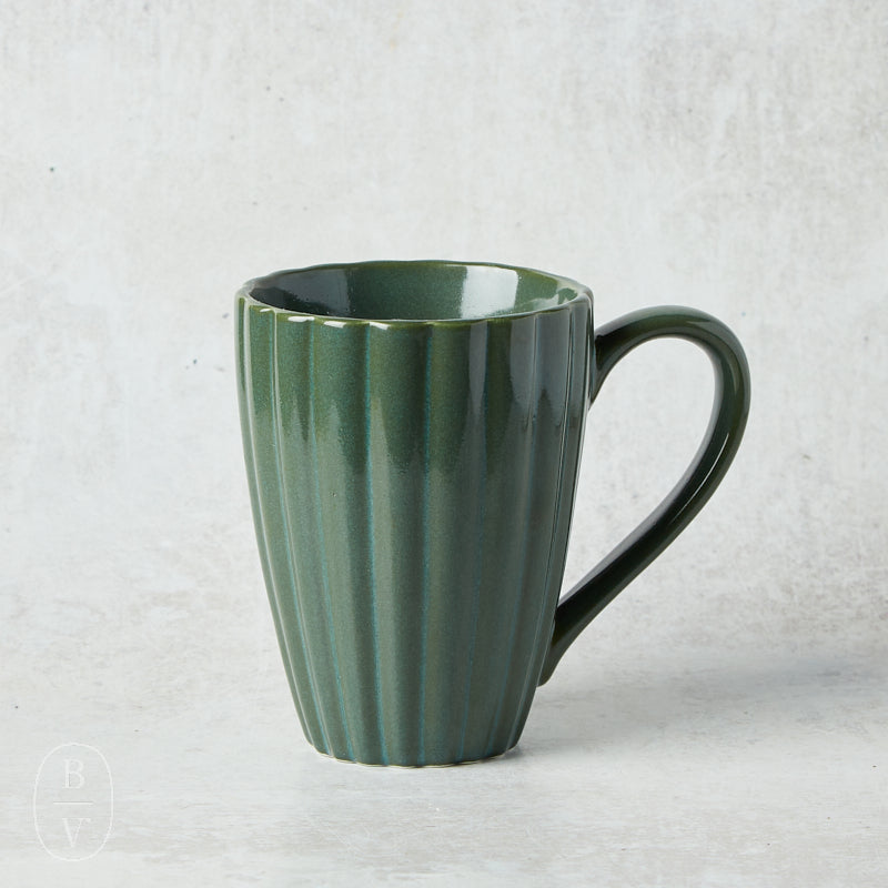 Creative Co-op STONEWARE FLUTED MUG Green
