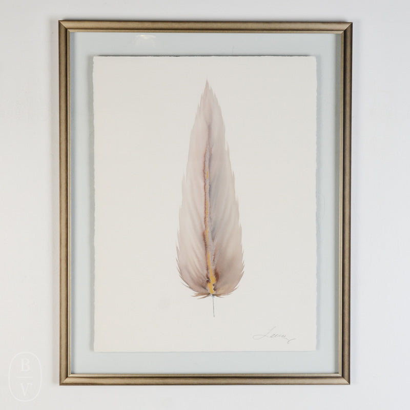 LARGE FRAMED FLOATED FEATHER PAINTING SERIES 13 NO 2