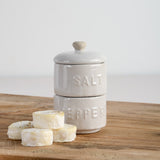 Creative Co-op STONEWARE STACKABLE SALT AND PEPPER POTS White