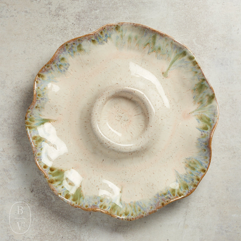 Etta B Pottery CRUDITES SERVER DISH Botanical