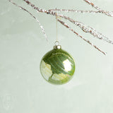 A and B Floral IRIDESCENT GLASS ORNAMENT Lime Green Ball