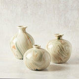 Creative Co-op STONEWARE VASES WITH MARBLED DESIGN