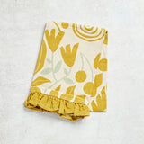 Creative Co-op FRUITS AND VEGGIES RUFFLE TEA TOWEL Yellow Assortment