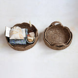 Creative Co-op SCALLOPED BANKUAN TRAY WITH HANDLE