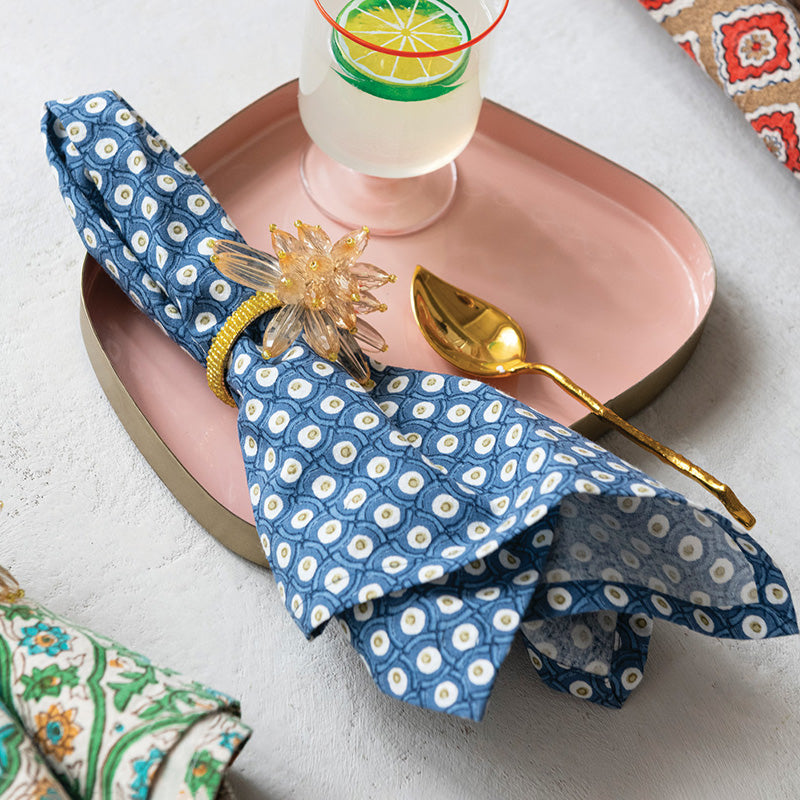 Creative Co-op BLOCK PRINT COTTON NAPKINS SET OF 4
