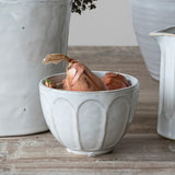 Creative Co-op WHITE STONEWARE RIBBED BOWL