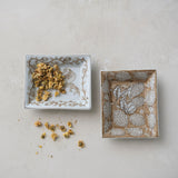BIRD AND BOTANICALS MOTIF STONEWARE DISH
