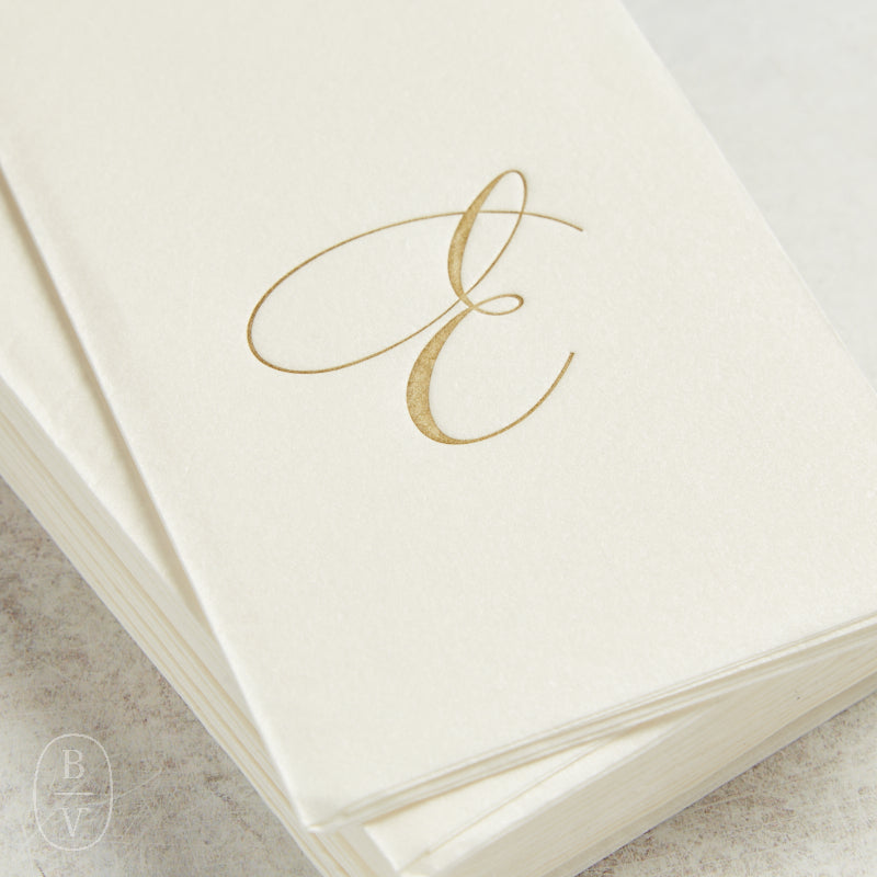 Caspari WHITE PEARL PAPER LINEN GUEST TOWEL Gold E