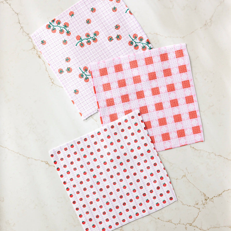 Geometry QUILT TOMATO HARVEST DISHCLOTH SET OF 3