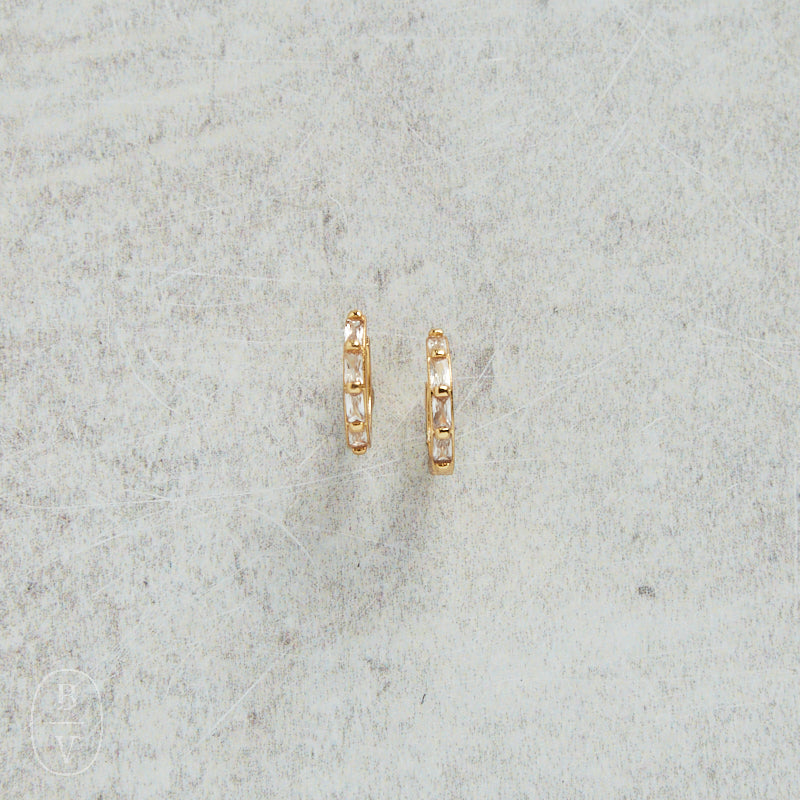 CV Designs BAGUETTE HUGGIE EARRINGS - CVBCZHS