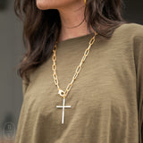 Virtue GOLD XL PAPERCLIP CHAIN SKINNY CROSS NECKLACE