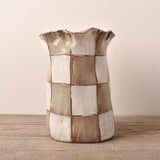 Dixie Pottery GOLD LUSTER RIM BELLA VASE NO 3 Mocha Check
