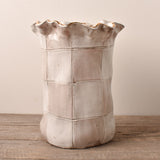 Dixie Pottery GOLD LUSTER RIM BELLA VASE NO. 5 Pink Check