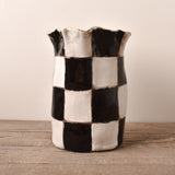 Dixie Pottery GOLD LUSTER RIM BELLA VASE NO. 5 Black Check