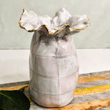 Dixie Pottery GOLD RIM SAK VASE NO 2 Pink Check