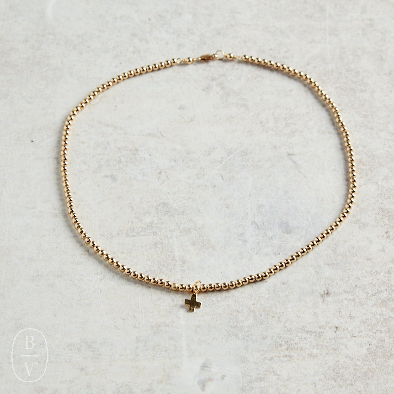 eNewton Design CLASSIC SIGNATURE CROSS GOLD CHARM CHOKER 3mm Gold 15
