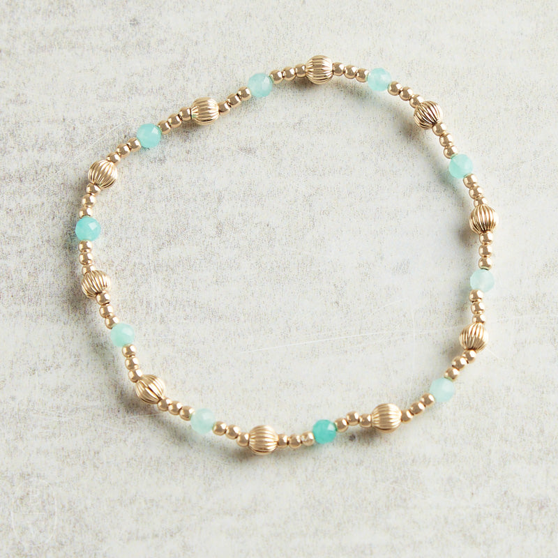 eNewton Design DIGNITY SINCERITY GOLD PATTERN STONE BRACELET Amazonite 4mm